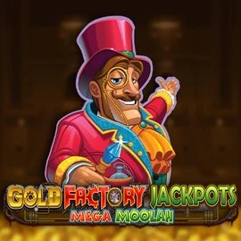 Gold Factory Jackpots Mega Moolah slot visual from Aurum Signature Studios available on onlywincanada.ca
