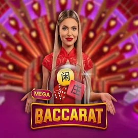 Mega Baccarat online game logo by Pragmatic Play on onlywincanada.ca
